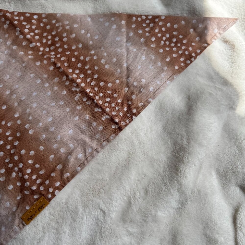 NWT Skippy & Pepper Deer Fawn Print Dog Bandana, Brown, Tan, + White, Size Large - Picture 4 of 16